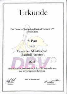 Junioren DM in Mainz 2015 5. Platz